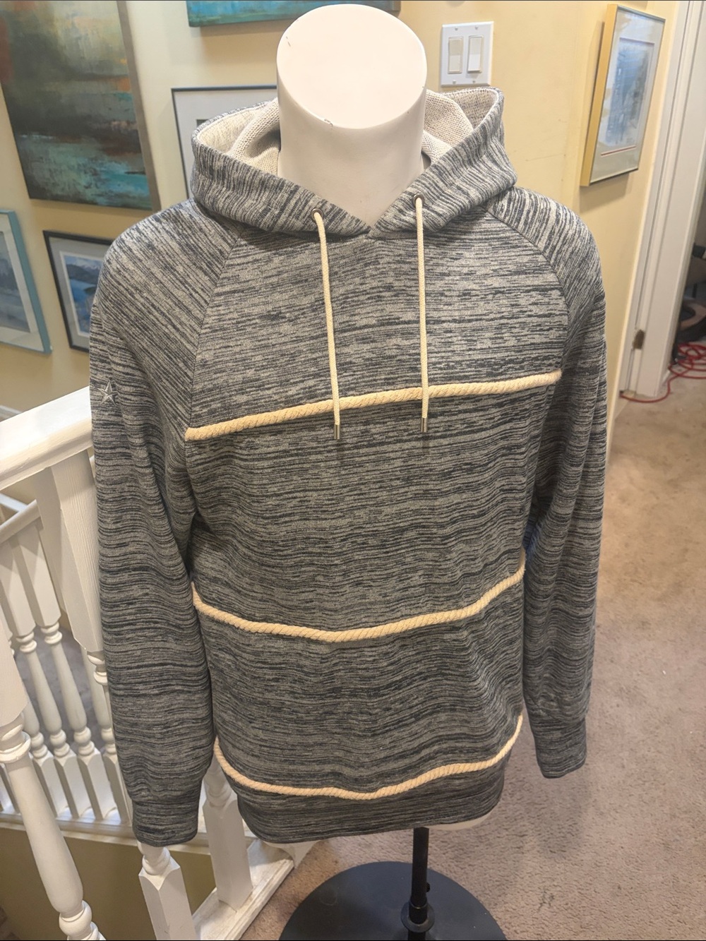 Crooks & Castles Gray Heather Hoodie with Cream Accents